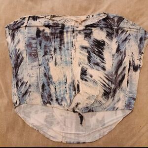 Philosophy Republic Clothing Flowy Abstract Front Tie Loose Fit Shirt Large